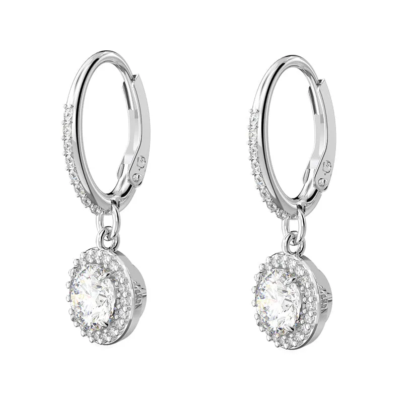 Swarovski Constella Rhodium Plated White Crystal Pave Drop Earrings