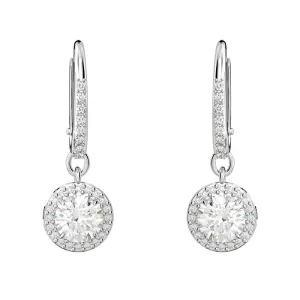 Swarovski Constella Rhodium Plated White Crystal Pave Drop Earrings