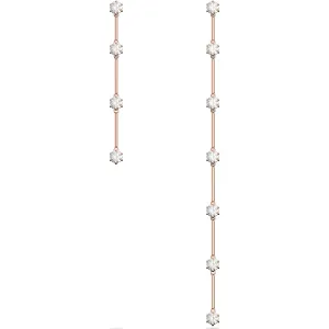 Swarovski Constella Rose Gold Tone Plated White Crystal Asymmetrical Drop Earrings
