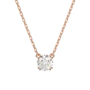 Swarovski Constella Rose Gold Tone Plated White Crystal Solitaire Pendant