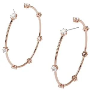 Swarovski Constella Rose Gold Tone White Crystal Hoop Earrings