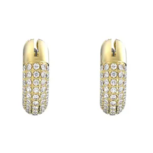 Swarovski Dextera Gold Tone Plated White Crystal Pave Hoop Earrings