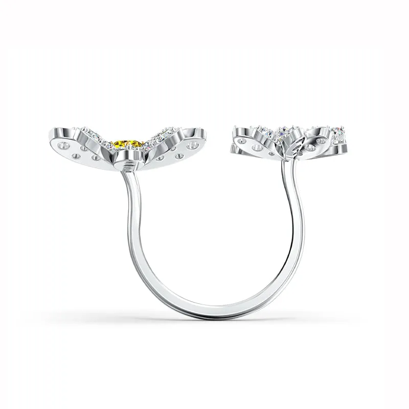 Swarovski Eternal Flower Rhodium Plated Crystal Open Ring D
