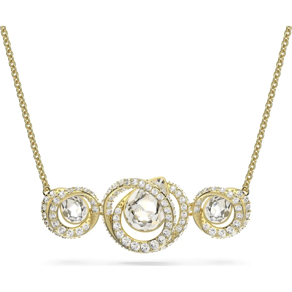 Swarovski Generation Yellow Gold Tone Plated White Crystal Tri Spiral Pendant