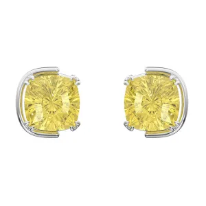 Swarovski Harmonia Rhodium Plated Yellow Crystal Cushion Cut Stud Earrings