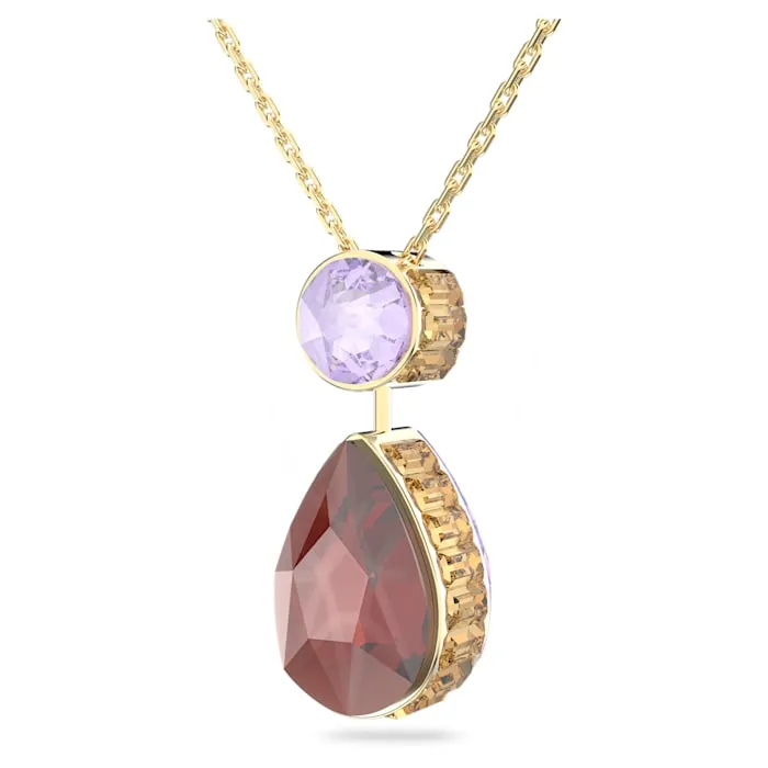 Swarovski Orbita Gold Tone Plated Multicoloured Crystal Drop Necklace