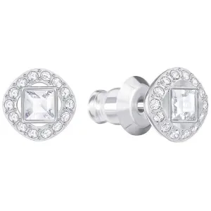 Swarovski Rhodium White Crystal Angelic Square Stud Earrings D