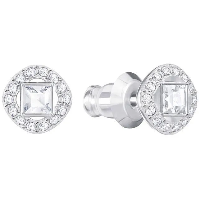 Swarovski Rhodium White Crystal Angelic Square Stud Earrings D