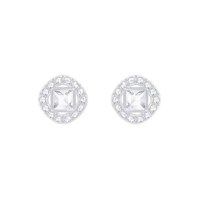 Swarovski Rhodium White Crystal Angelic Square Stud Earrings D