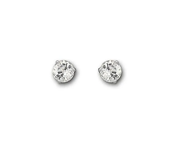 Swarovski Rhodium White Crystal Solitaire Stud Earrings D