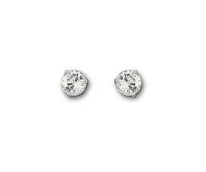 Swarovski Rhodium White Crystal Solitaire Stud Earrings D