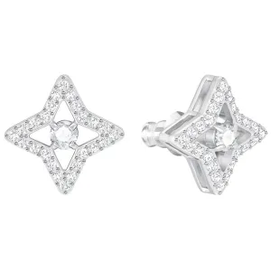 Swarovski Rhodium White Crystal Sparkling Dance Star Stud Earrings