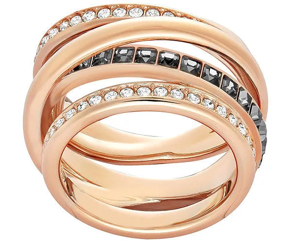 Swarovski Ring Dynamic Dark Crystal Rose Gold