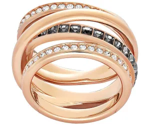 Swarovski Ring Dynamic Dark Crystal Rose Gold