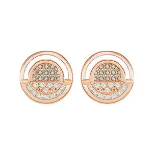 Swarovski Rose Gold White And Grey Crystal Hillock Round Stud Earrings D