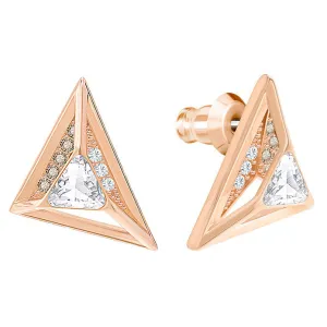 Swarovski Rose Gold White Crystal Hillock Triangle Stud Earrings D
