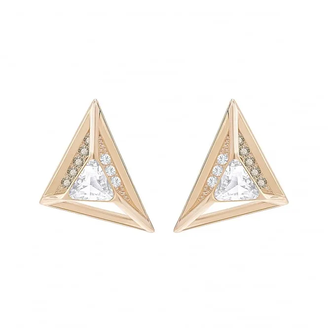 Swarovski Rose Gold White Crystal Hillock Triangle Stud Earrings D