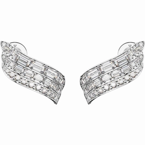 Swarovski Hyperbola Rhodium Plated White Crystal Mixed Cut Stud Earrings