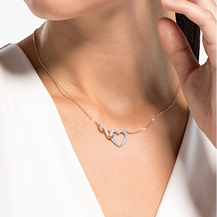 Swarovski Infinity Crystal Heart White Rose Gold Plated Necklace