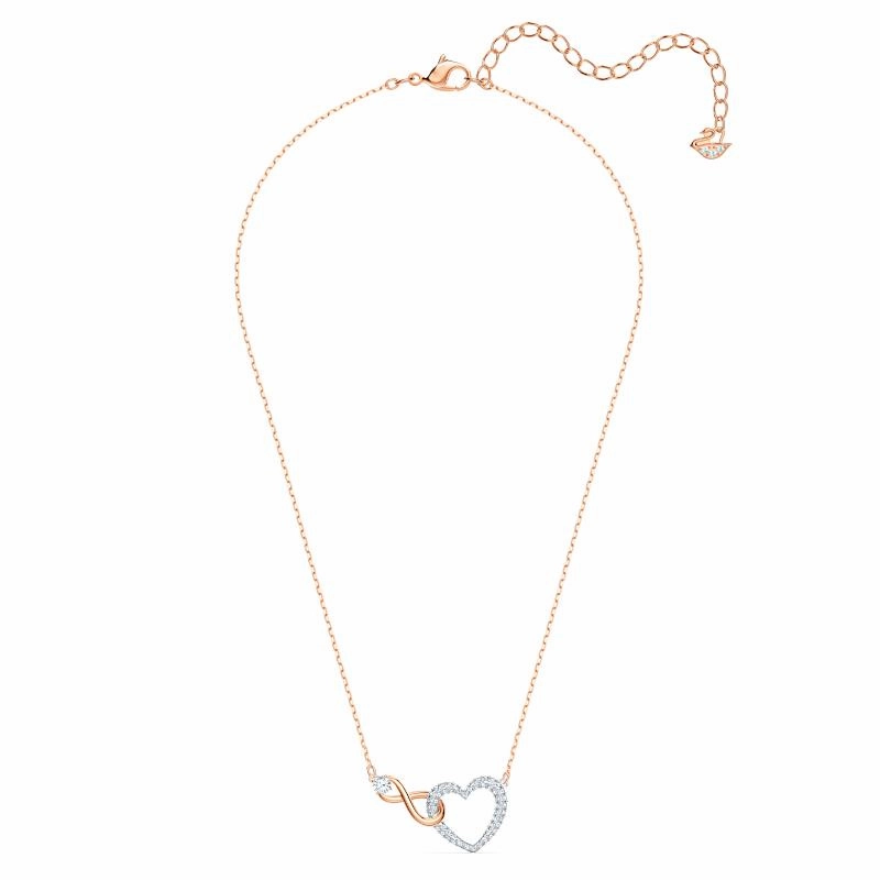 Swarovski Infinity Crystal Heart White Rose Gold Plated Necklace