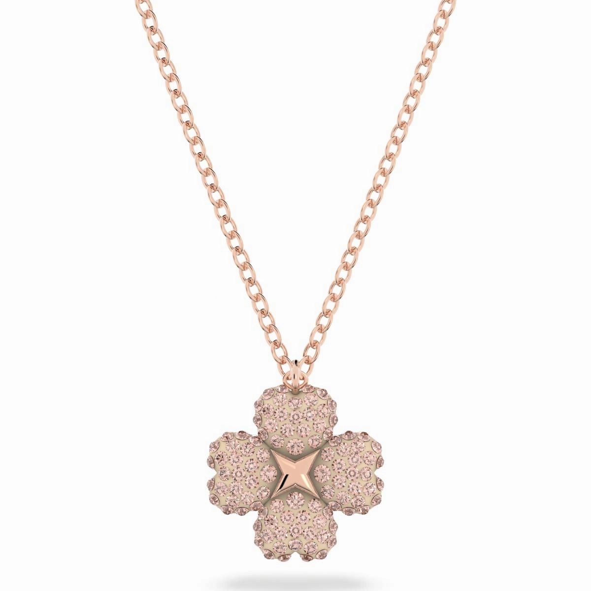 Swarovski Latisha Rose Gold Tone Plated Pink Crystal Flower Pendant D