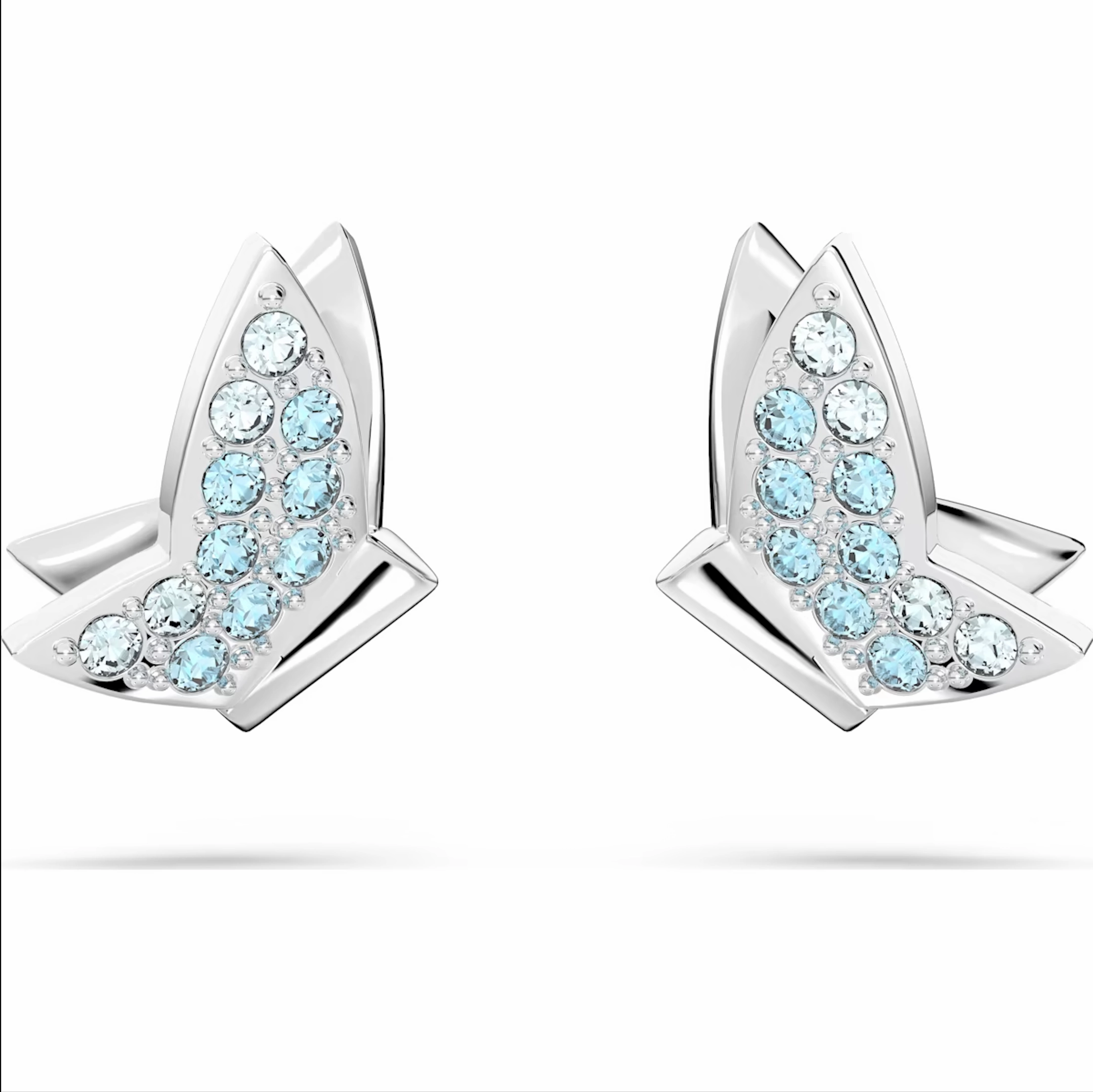 Swarovski Lilia Rhodium Plated Butterfly Blue Crystal Stud Earrings