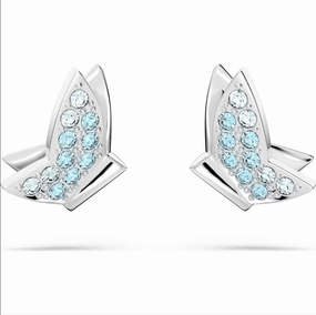 Swarovski Lilia Rhodium Plated Butterfly Blue Crystal Stud Earrings