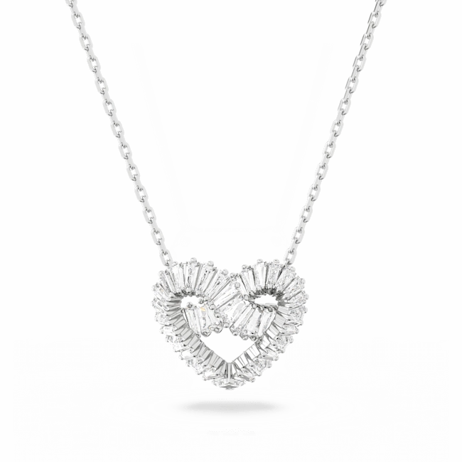Swarovski Matrix Rhodium Plated Crystal Heart Necklace