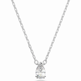 Swarovski Millenia Rhodium Plated White Crystal Pear Cut Necklace