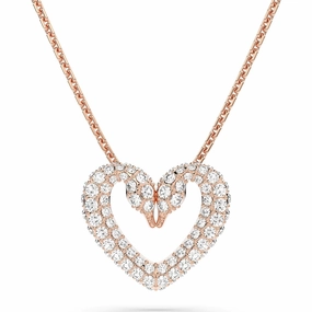 Swarovski Una Rose Gold Tone Plated White Crystal Heart Pendant