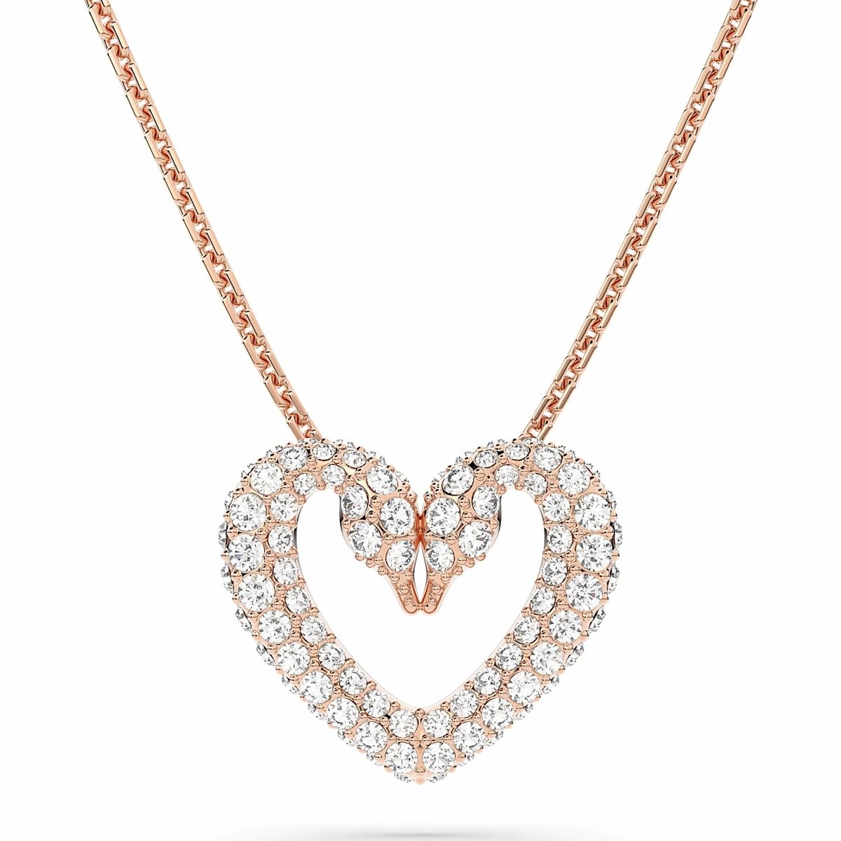 Swarovski Una Rose Gold Tone Plated White Crystal Heart Pendant