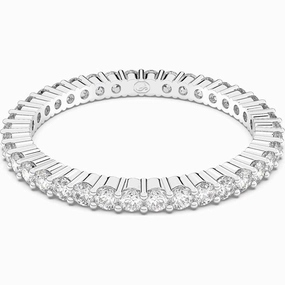 Swarovski Vittore Rhodium Plated White Crystal Ring Size 50