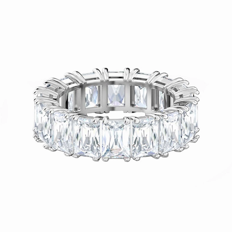Swarovski Vittore Wide Rhodium Plated Ring - Size 55