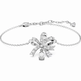 Swarovski Volta Rhodium Plated Bow White Crystal Bracelet
