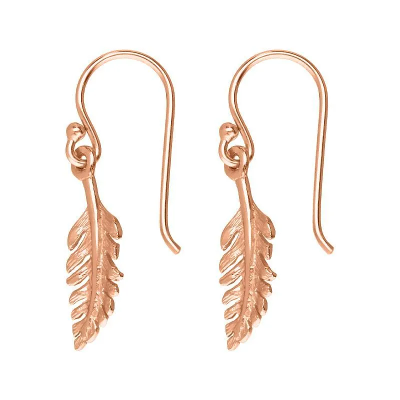 Sylva Rose Gold Plated Sterling Silver Small Feather Hook Earrings