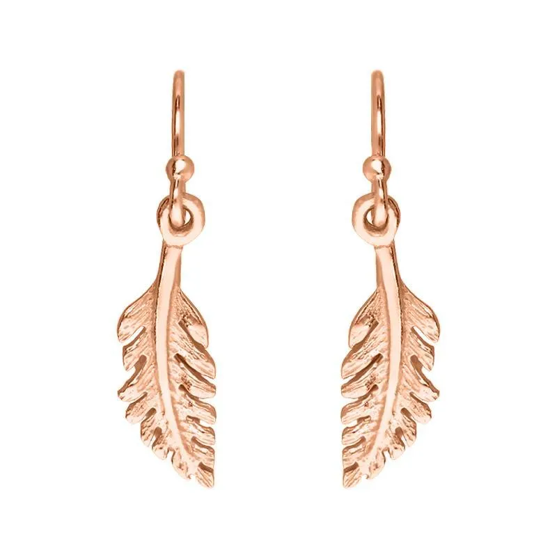 Sylva Rose Gold Plated Sterling Silver Small Feather Hook Earrings