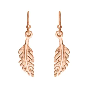 Sylva Rose Gold Plated Sterling Silver Small Feather Hook Earrings