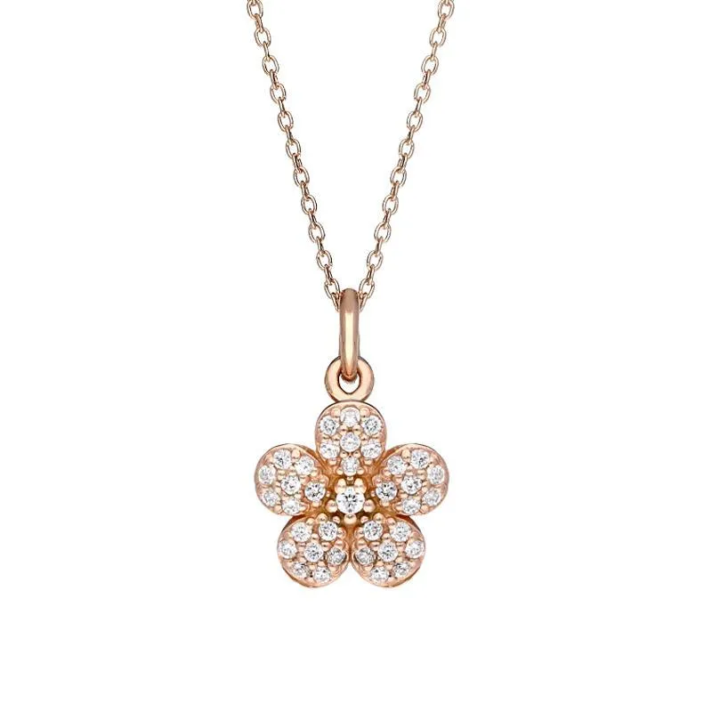 Sylva Rose Gold Plated Sterling Silver Small Flower Necklace