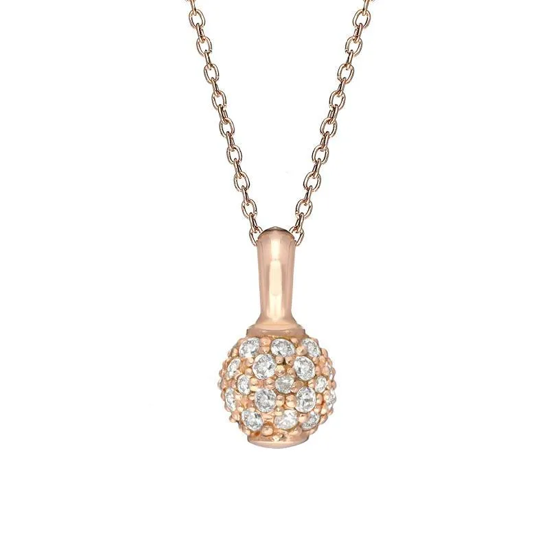 Sylva Rose Gold Sterling Silver Plated Pave Ball Necklace
