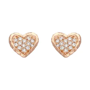 Sylva Rose Gold Sterling Silver Plated Pave Heart Earrings
