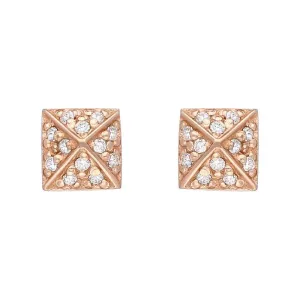 Sylva Rose Gold Sterling Silver Plated Square Sectioned Stud Earrings D
