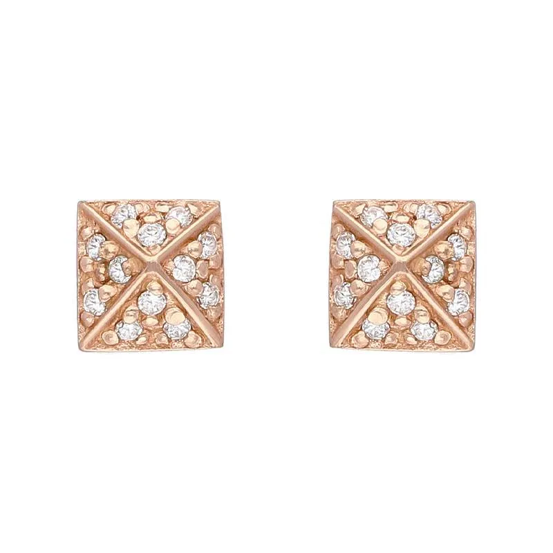 Sylva Rose Gold Sterling Silver Plated Square Sectioned Stud Earrings D