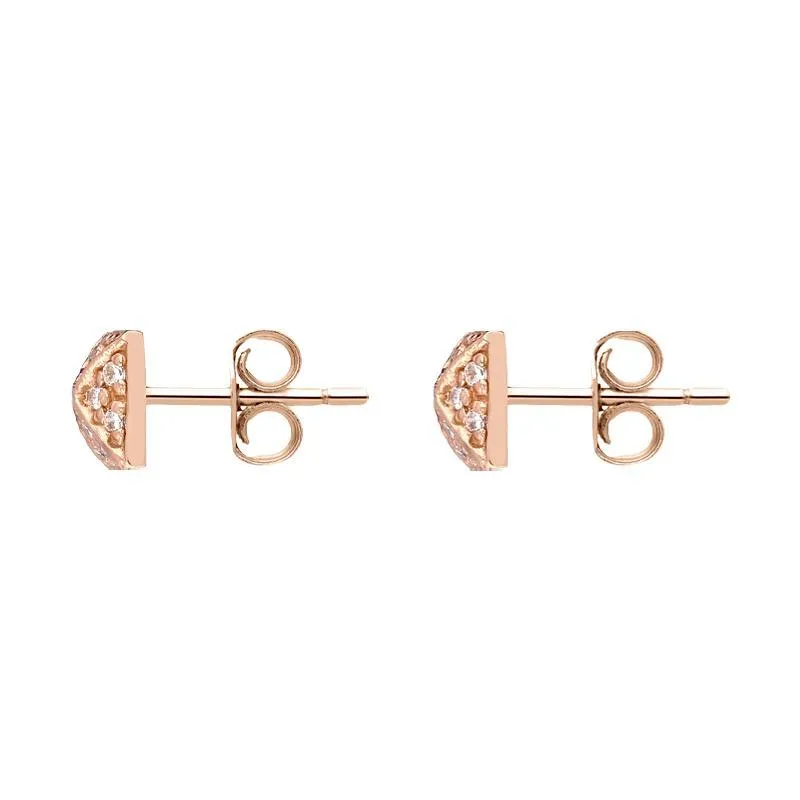 Sylva Rose Gold Sterling Silver Plated Square Sectioned Stud Earrings D