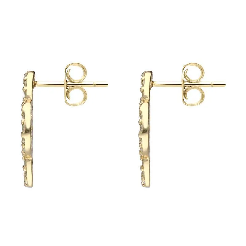 Sylva Yellow Gold Sterling Silver Plated Decorative Cross Stud Earrings
