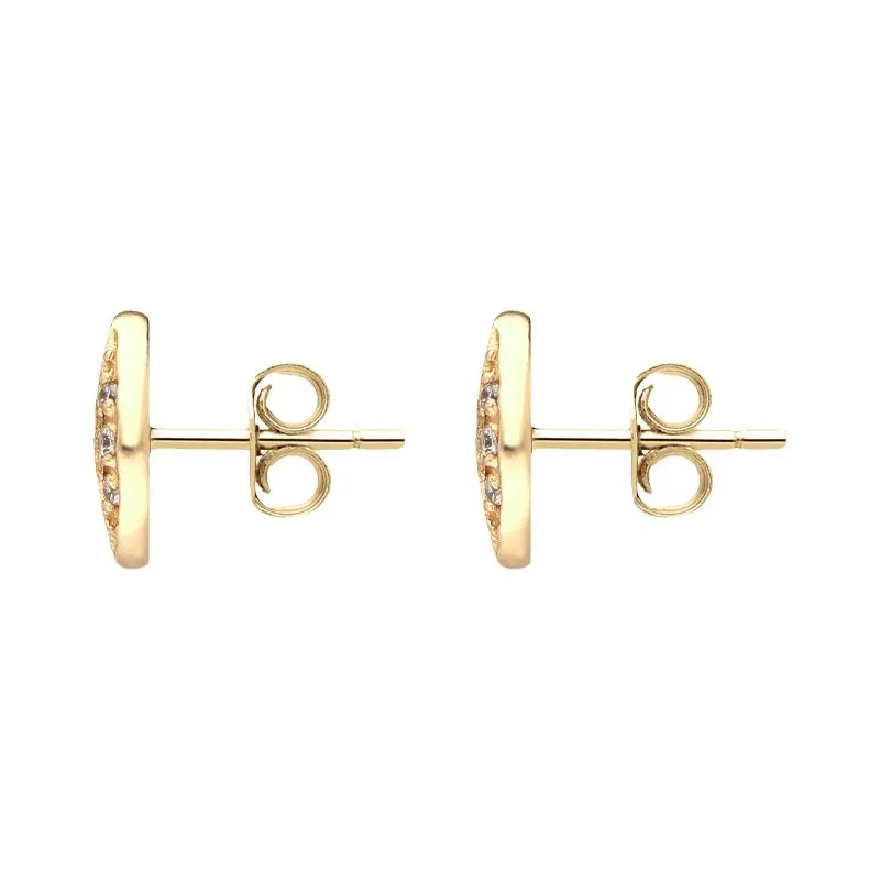 Sylva Yellow Gold Sterling Silver Plated Round Disc Earrings