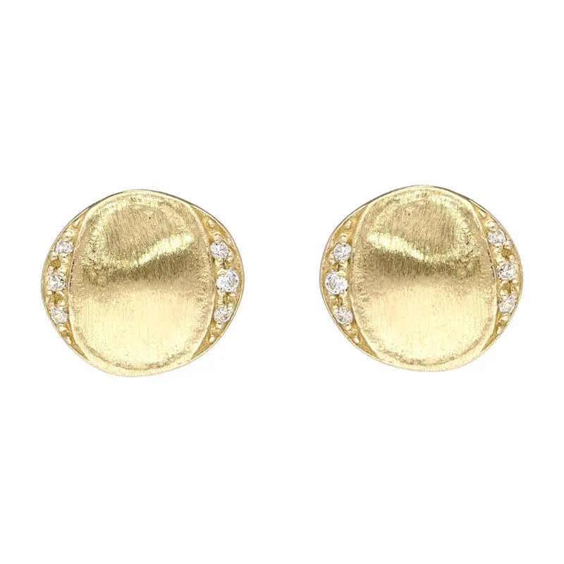 Sylva Yellow Gold Sterling Silver Plated Round Disc Earrings