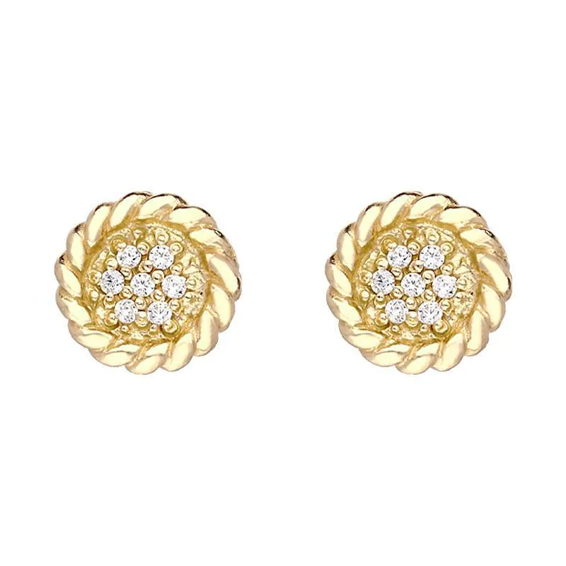 Sylva Yellow Gold Sterling Silver Plated Round Stud Earrings