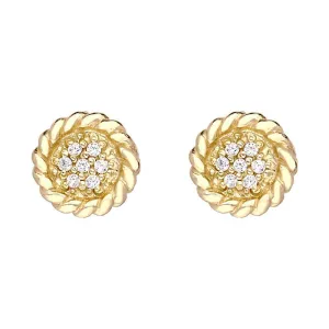 Sylva Yellow Gold Sterling Silver Plated Round Stud Earrings