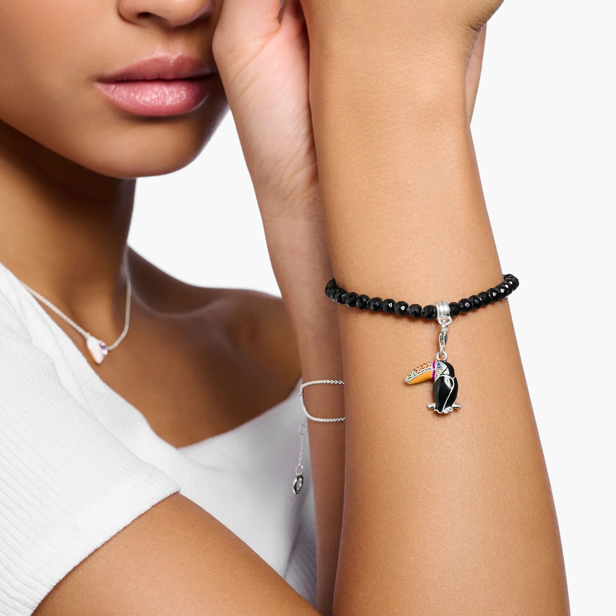 Thomas Sabo Charm bracelet with black onyx beads silver