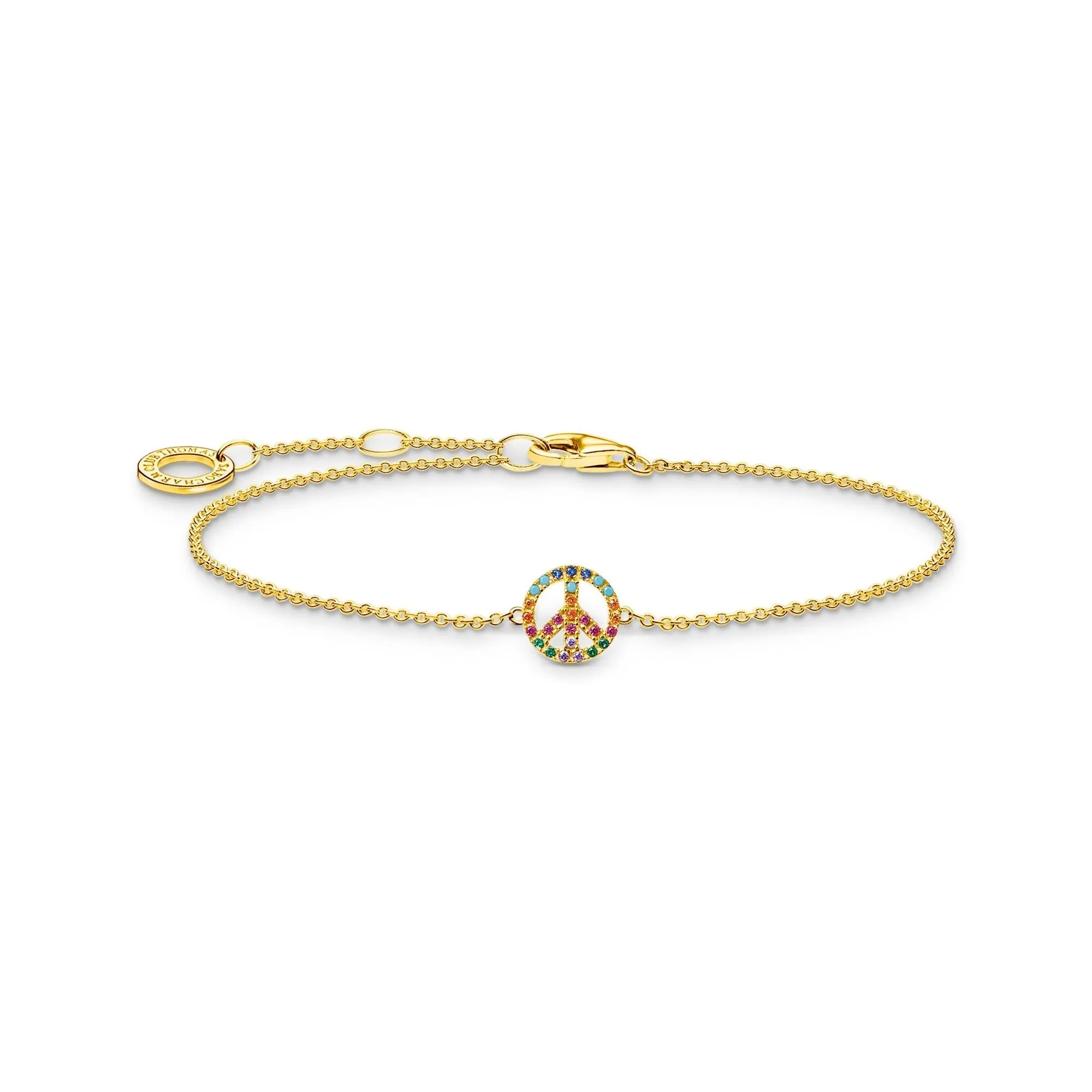 Thomas Sabo Charm Club Gold Plated Sterling Silver Colourful Peace Bracelet D
